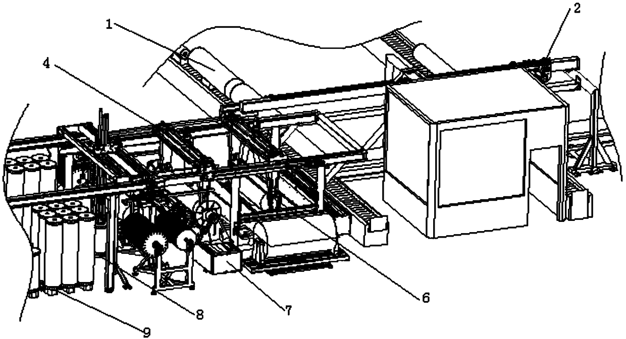 Full-automatic thin film coiled material packaging production line