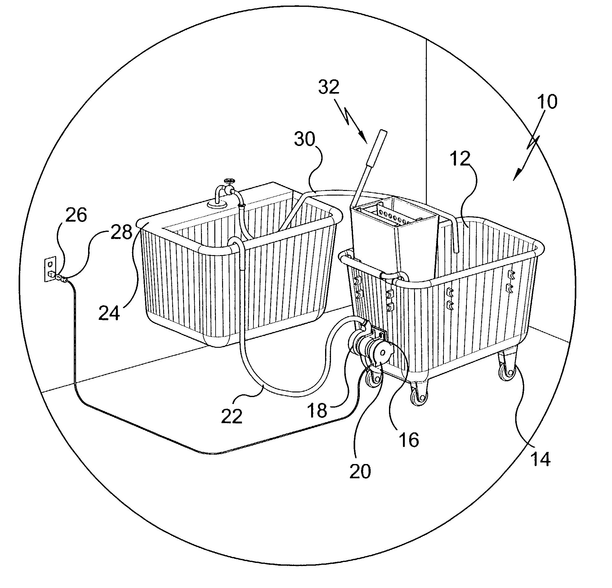 Motorized self-draining utility bucket