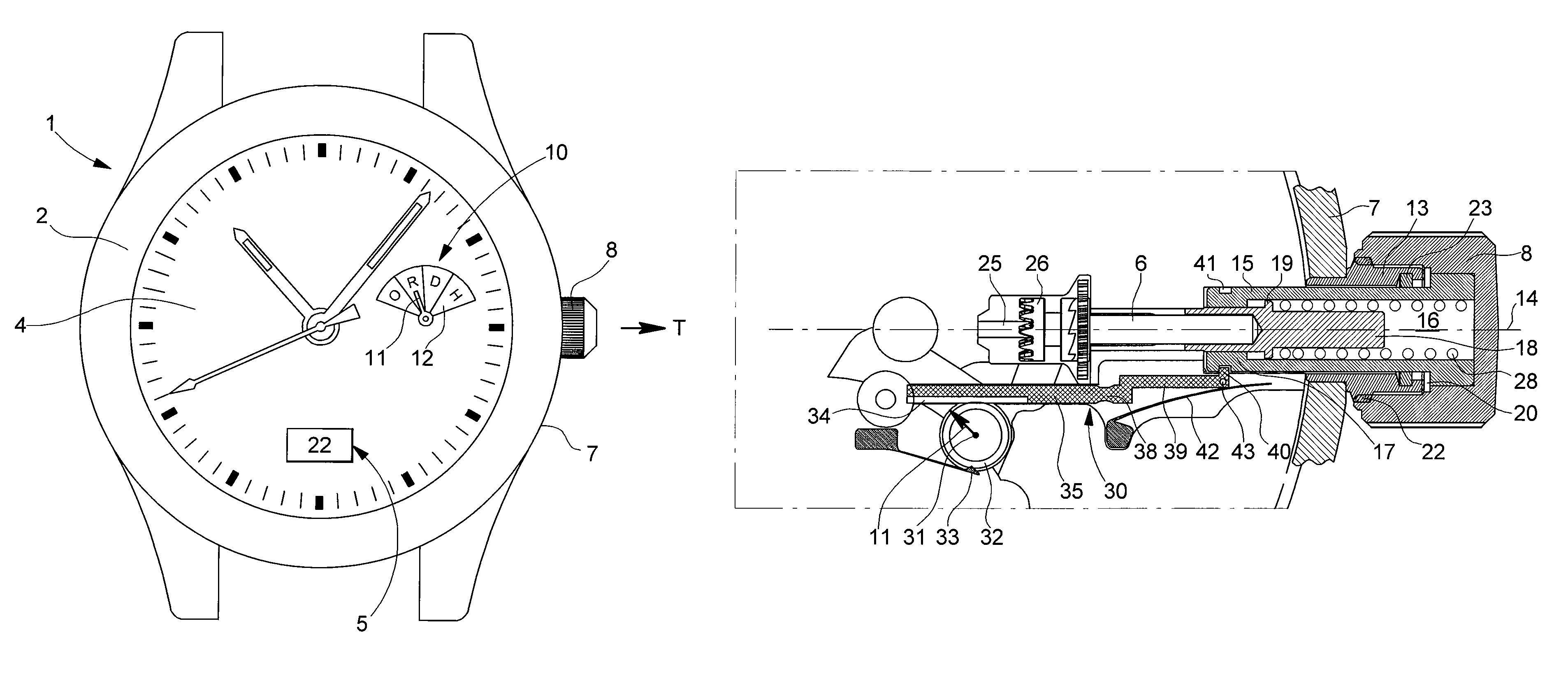 Watch with a function indicator