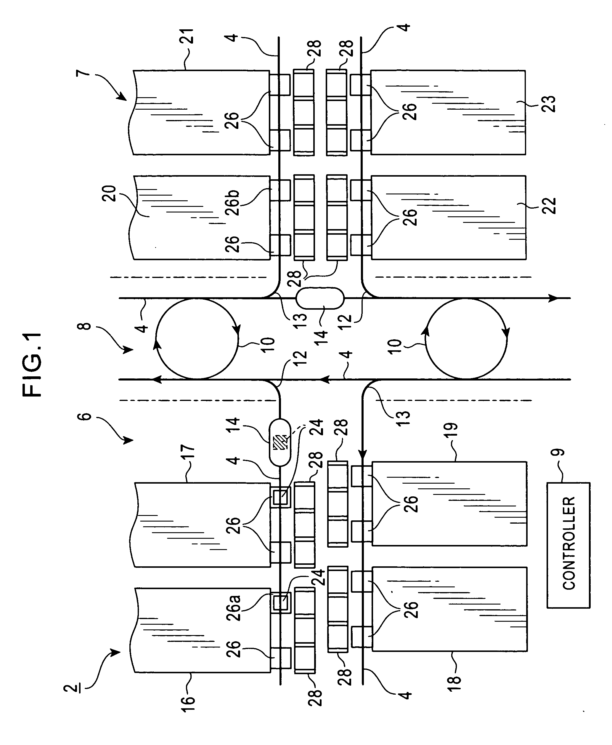 Overhead travelling carriage system