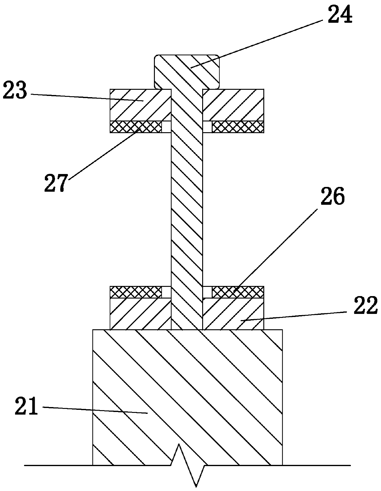 An auxiliary device for welding the front pillar of the pedal