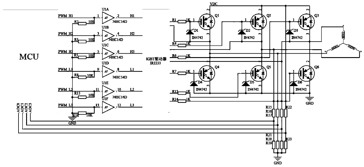 High-temperature long-distance sensorless direct-current brushless motor driving device