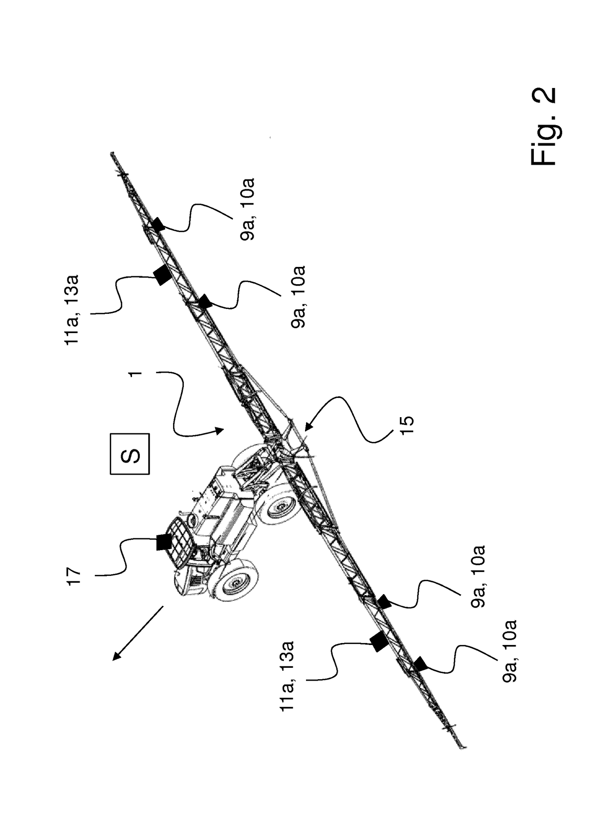 Device for discharging liquids, and method for controlling the movement of at least two extension arms of an agricultural field sprayer