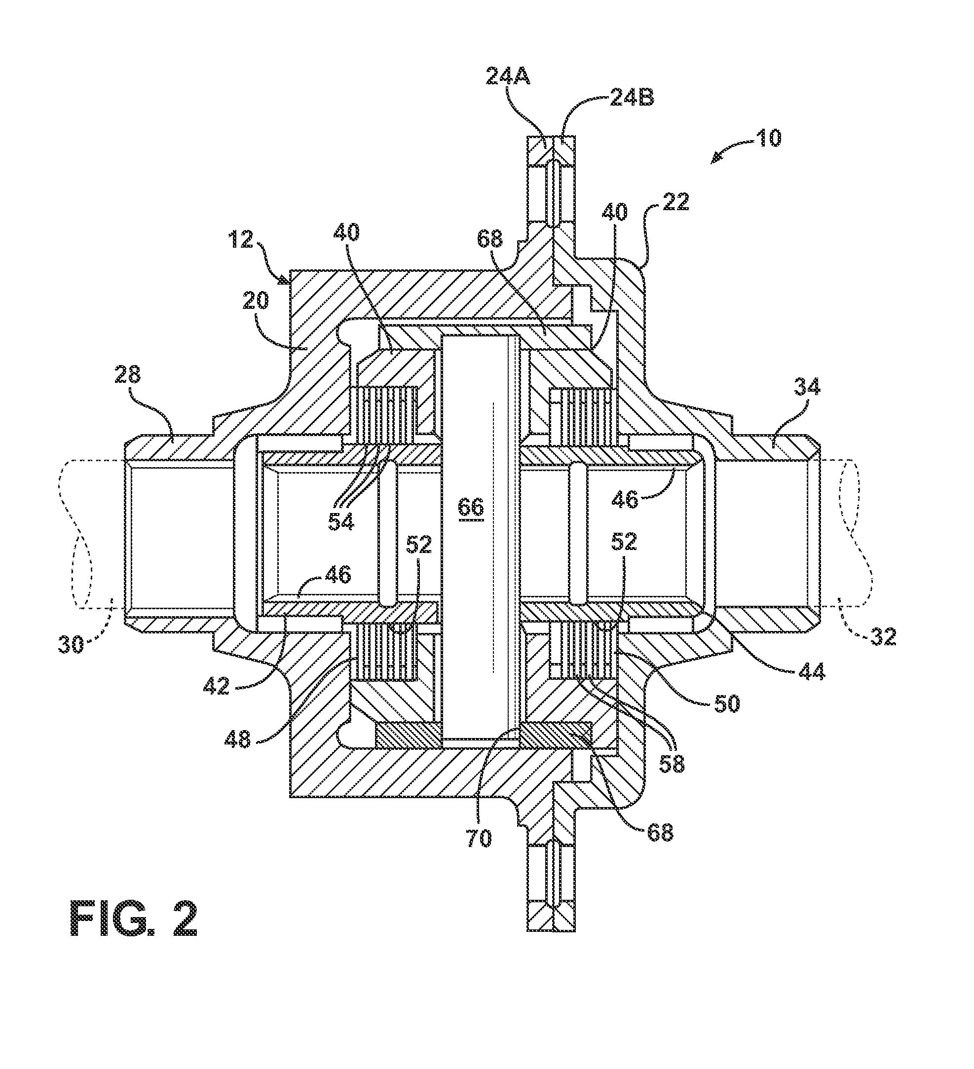 Differential having improved torque capacity and torque density