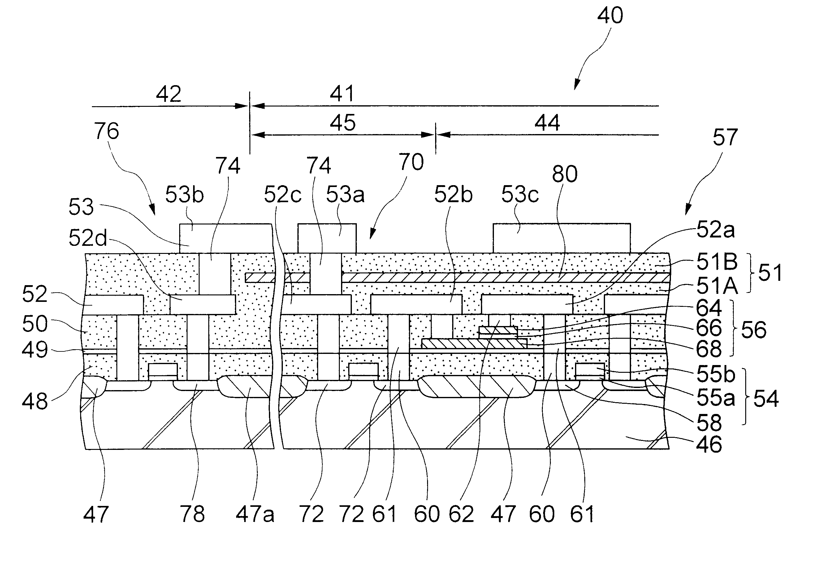 Embedded LSI having a FeRAM section and a logic circuit section