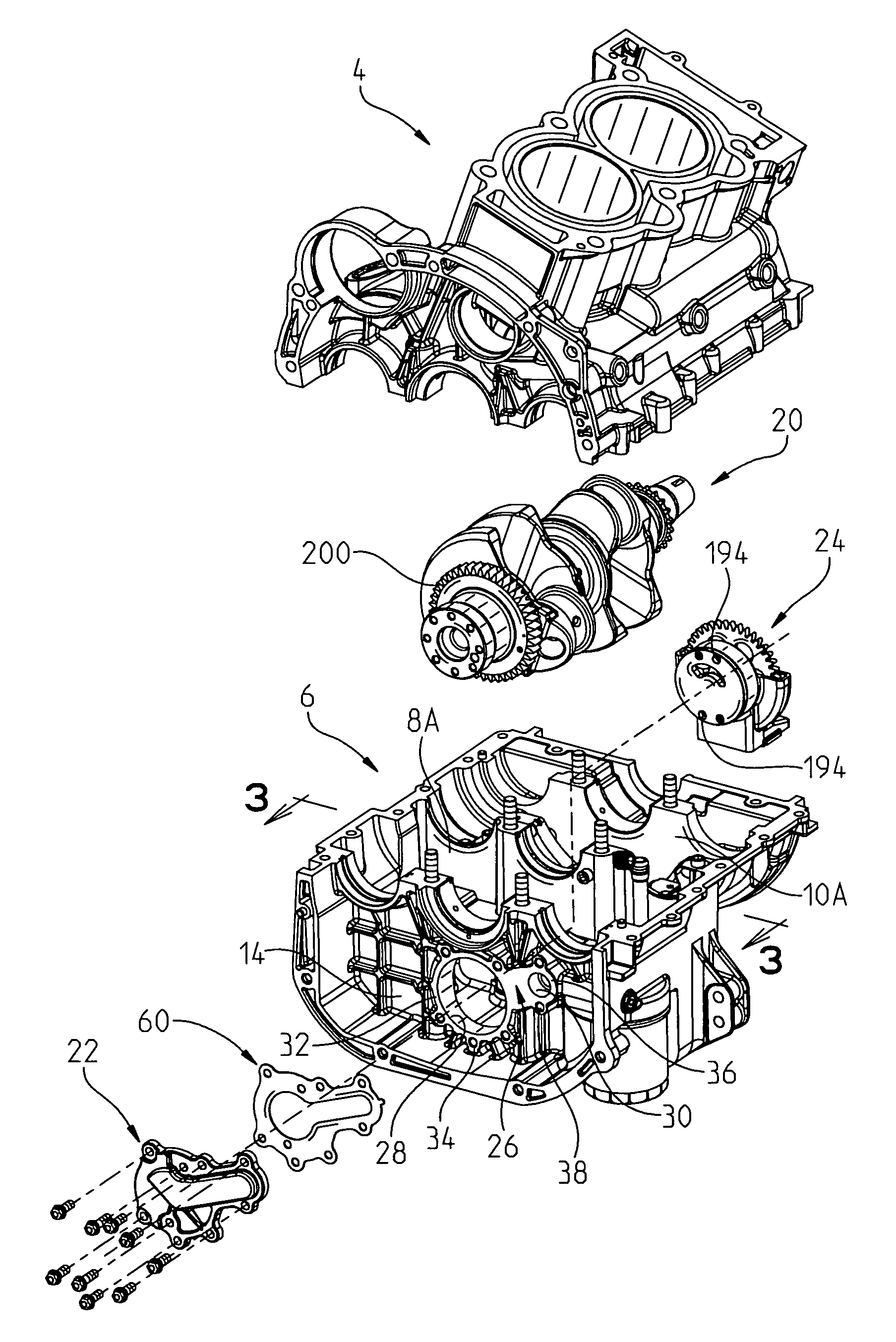 Wet oil sump for four cycle engine