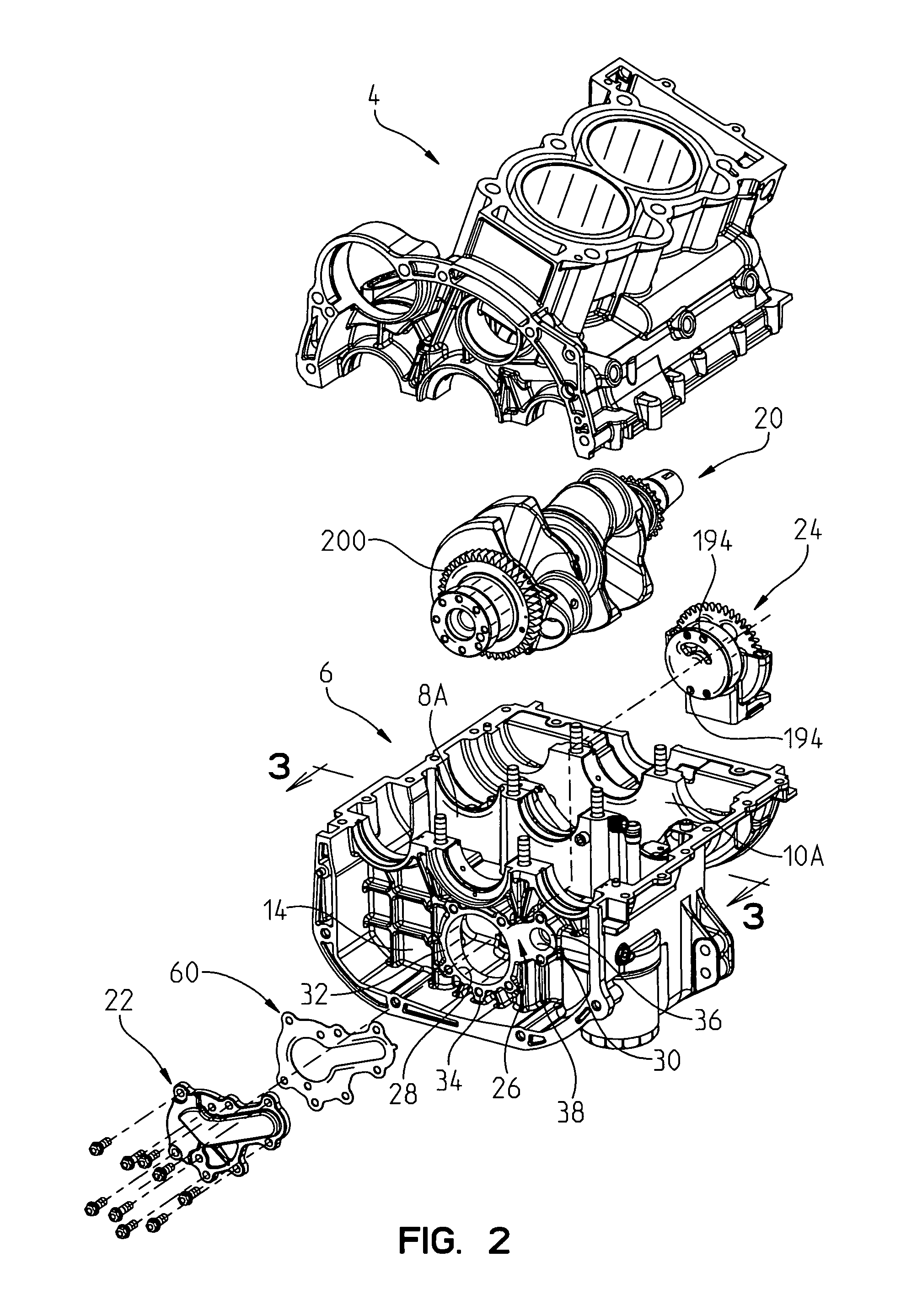 Wet oil sump for four cycle engine