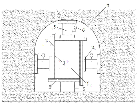 Device for large-scale true tri-axial test of original grading rockfill body and use method of method