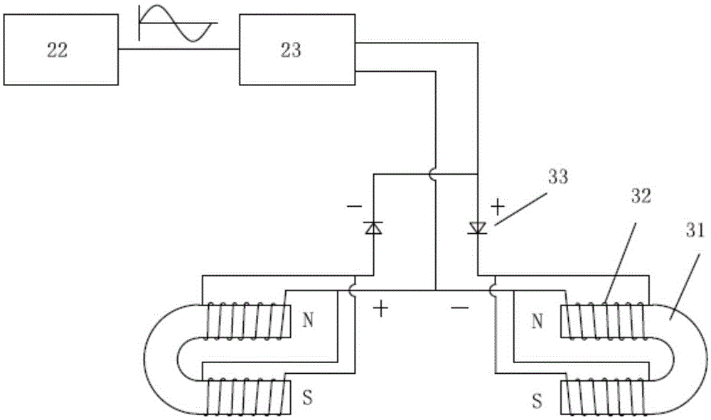 Electromagnetic harmonic wave exciting device for high-speed rotating impeller