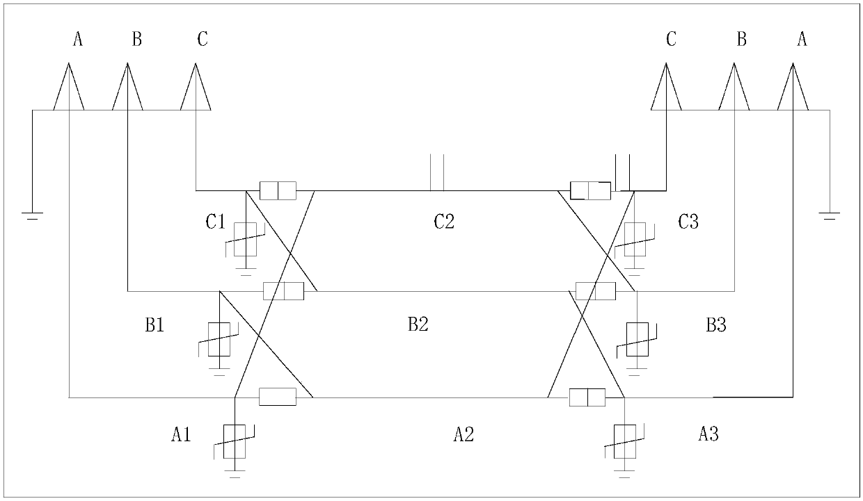 Current fault detection device of three-phase crossover cable