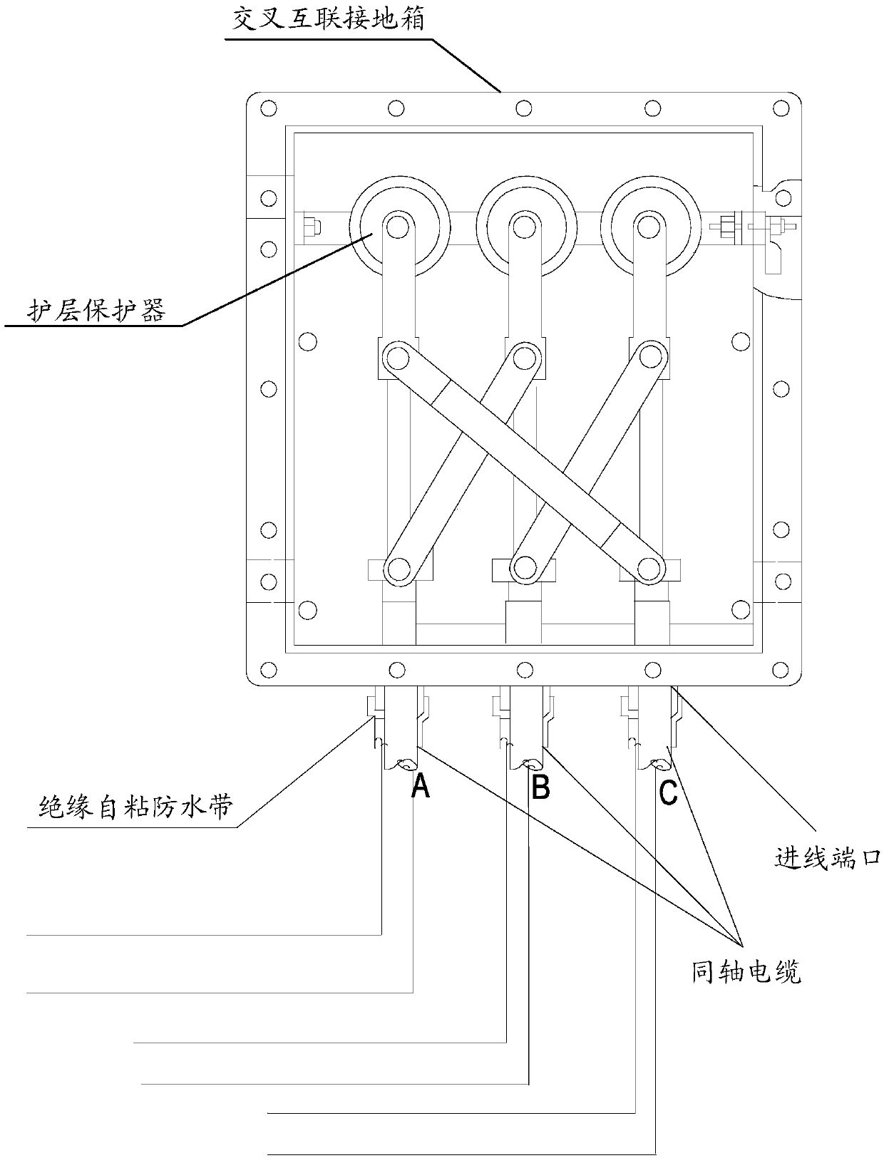 Current fault detection device of three-phase crossover cable