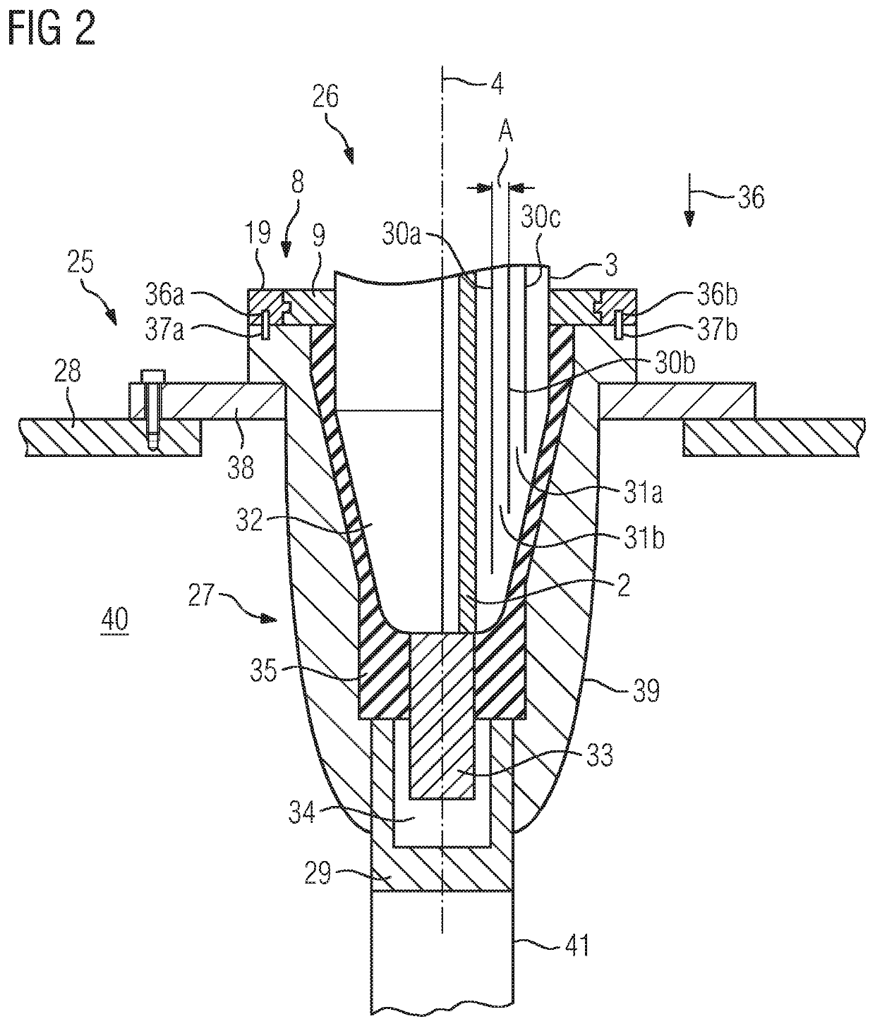 High-voltage feed-through, electrical device having a high-voltage feed-through, and method for producing the electrical device