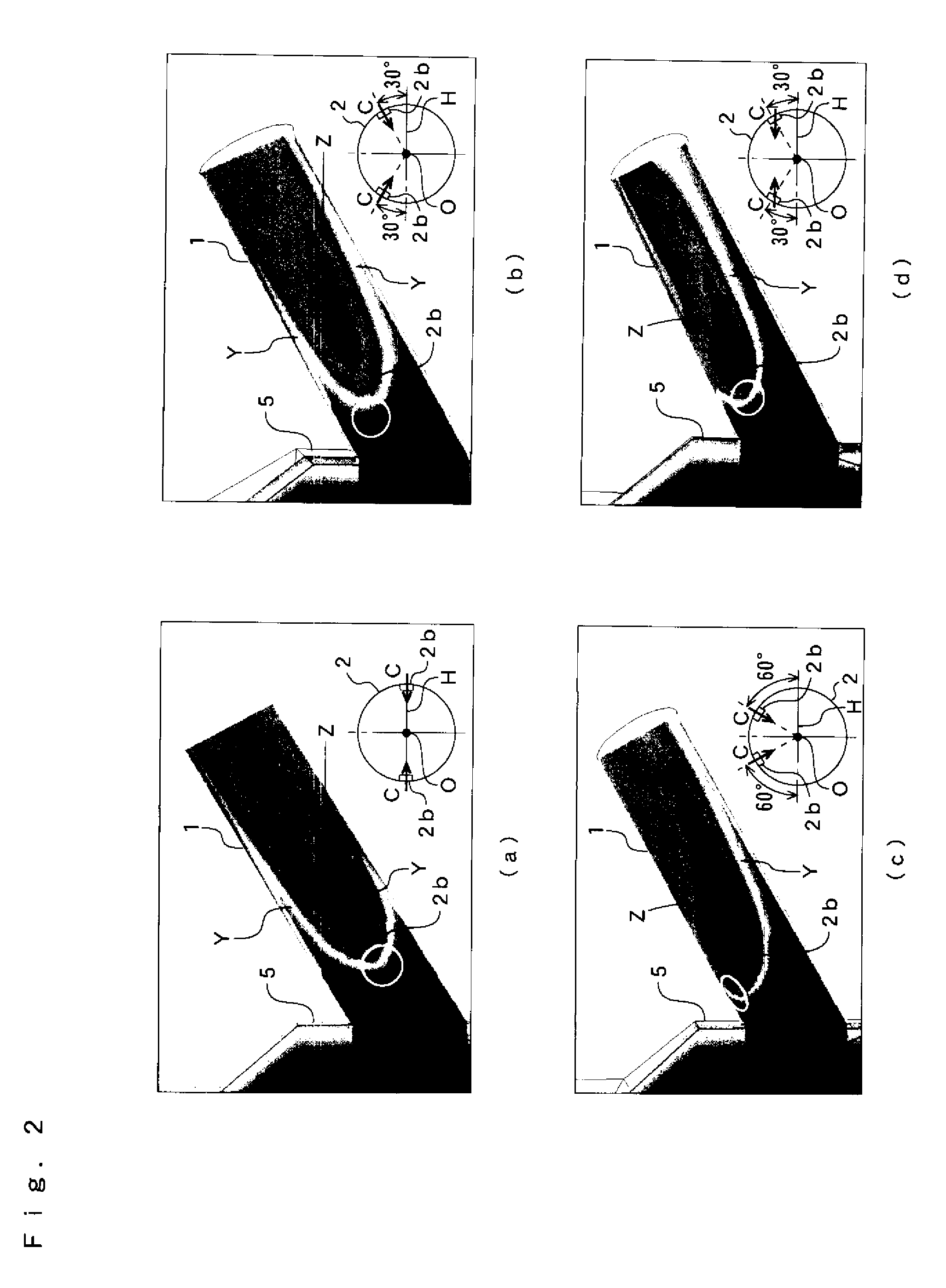 Combustion gas bleeding probe and method for running probe