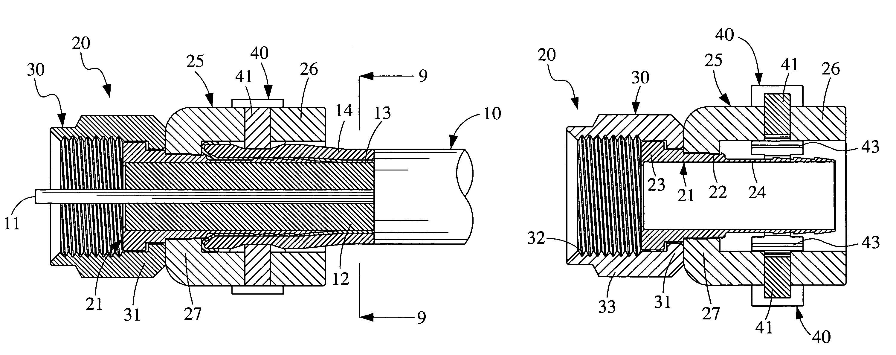 Coaxial cable end connector