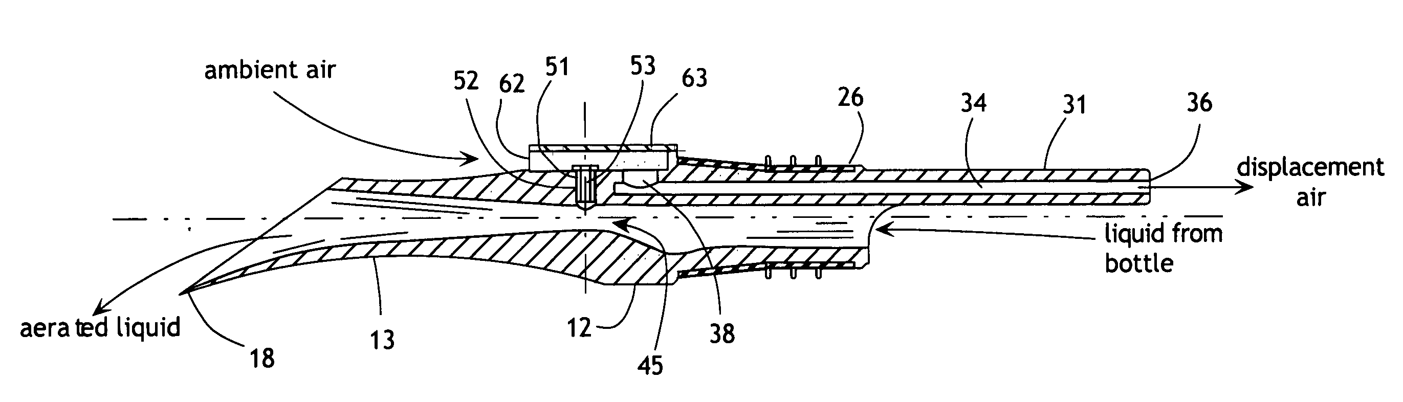 Pouring spout for aerating poured liquid