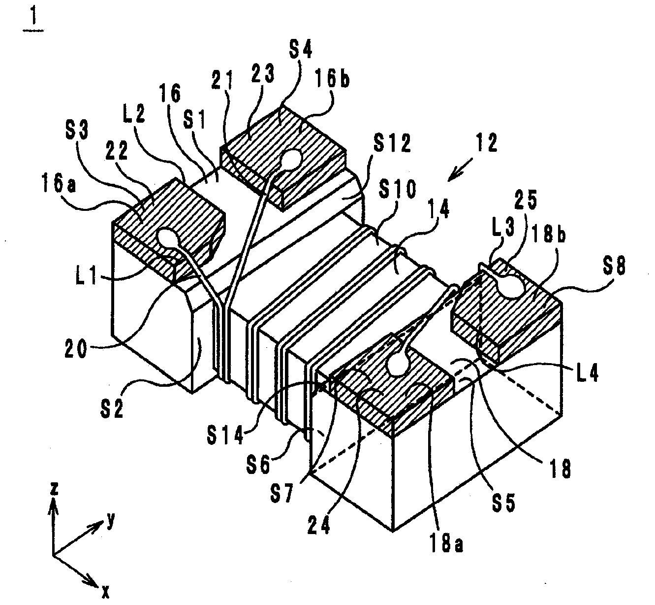 Core for wire-wound electronic component, wire-wound electronic component, and common mode choke coil