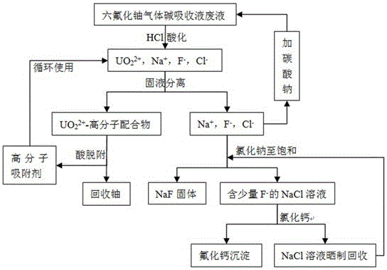 Recovery method of uranium and fluorine in uranium hexafluoride alkali absorption liquid waste liquid