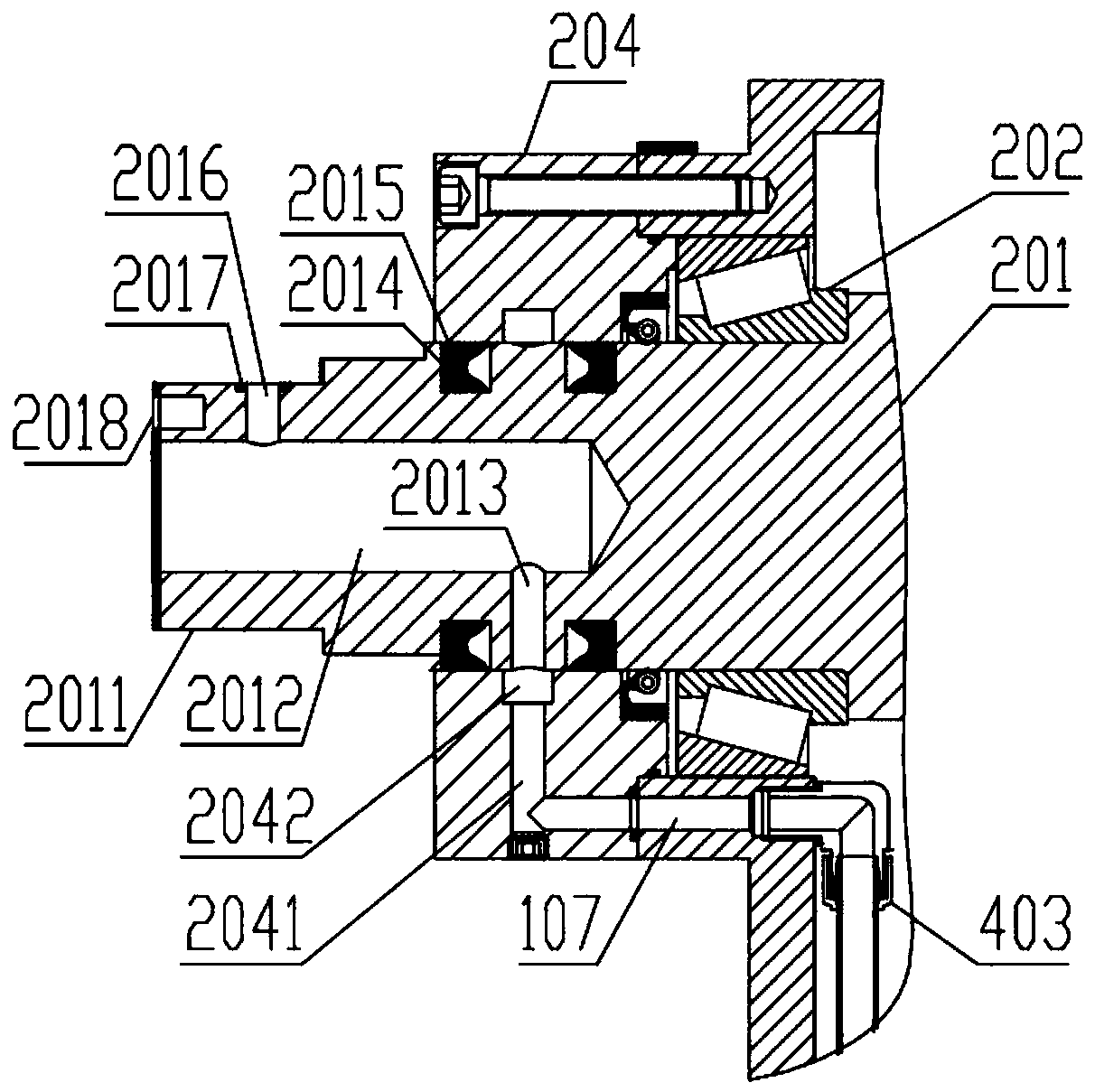 Internal spraying milling and digging machine device