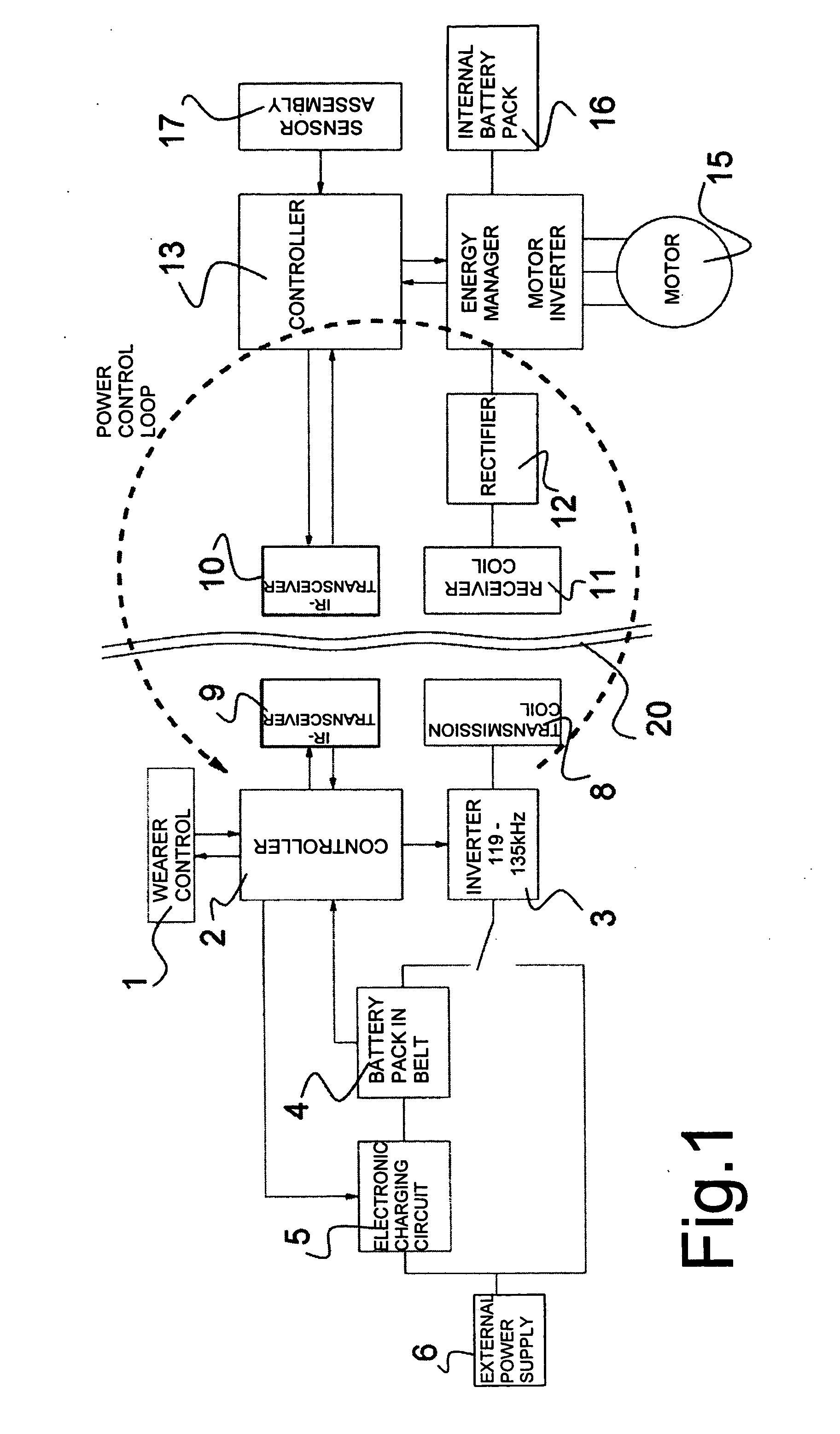 Assembly for wireless energy communication to an implanted device