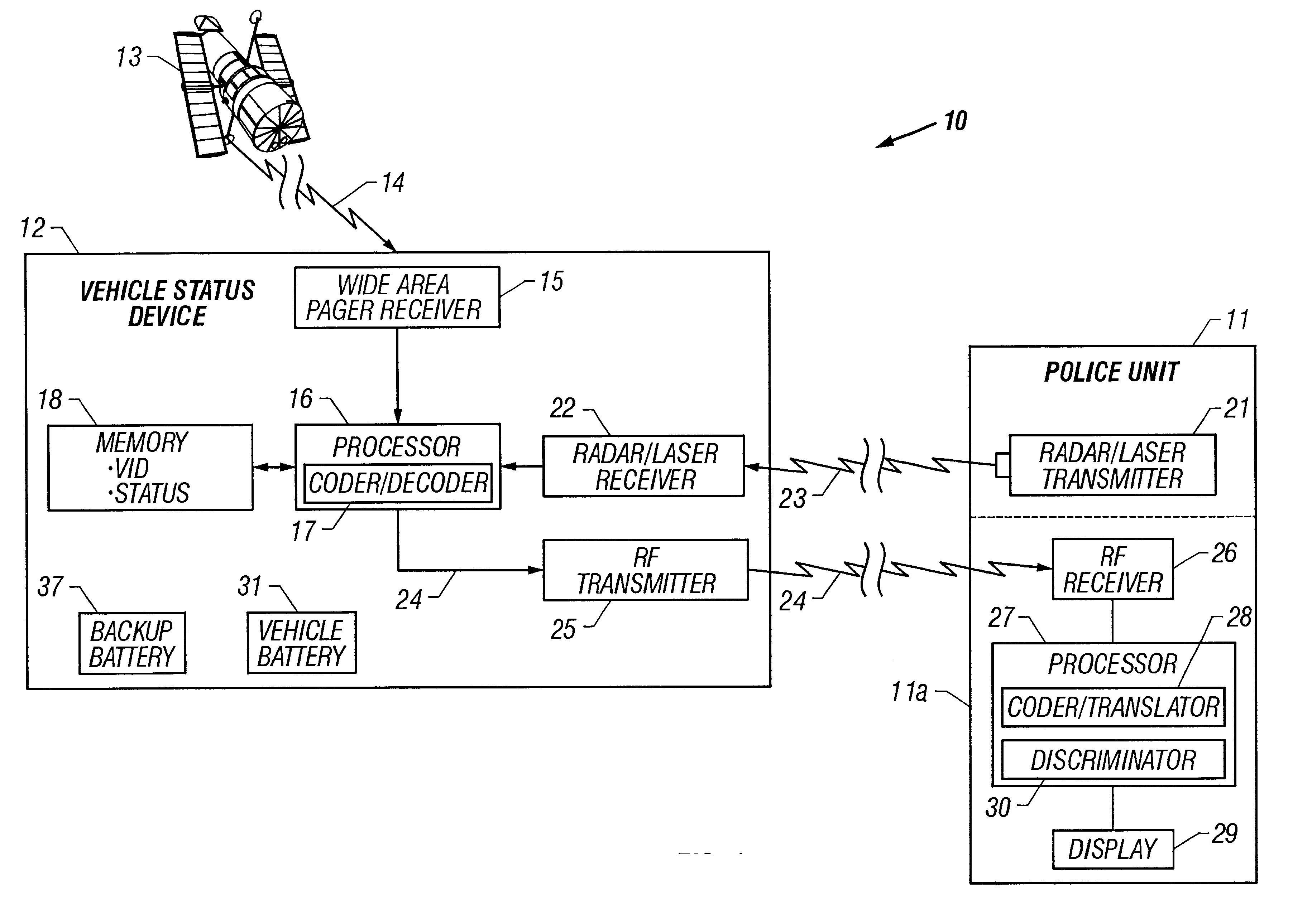 Vehicle-status device and system for remotely updating and locally indicating the status of a vehicle