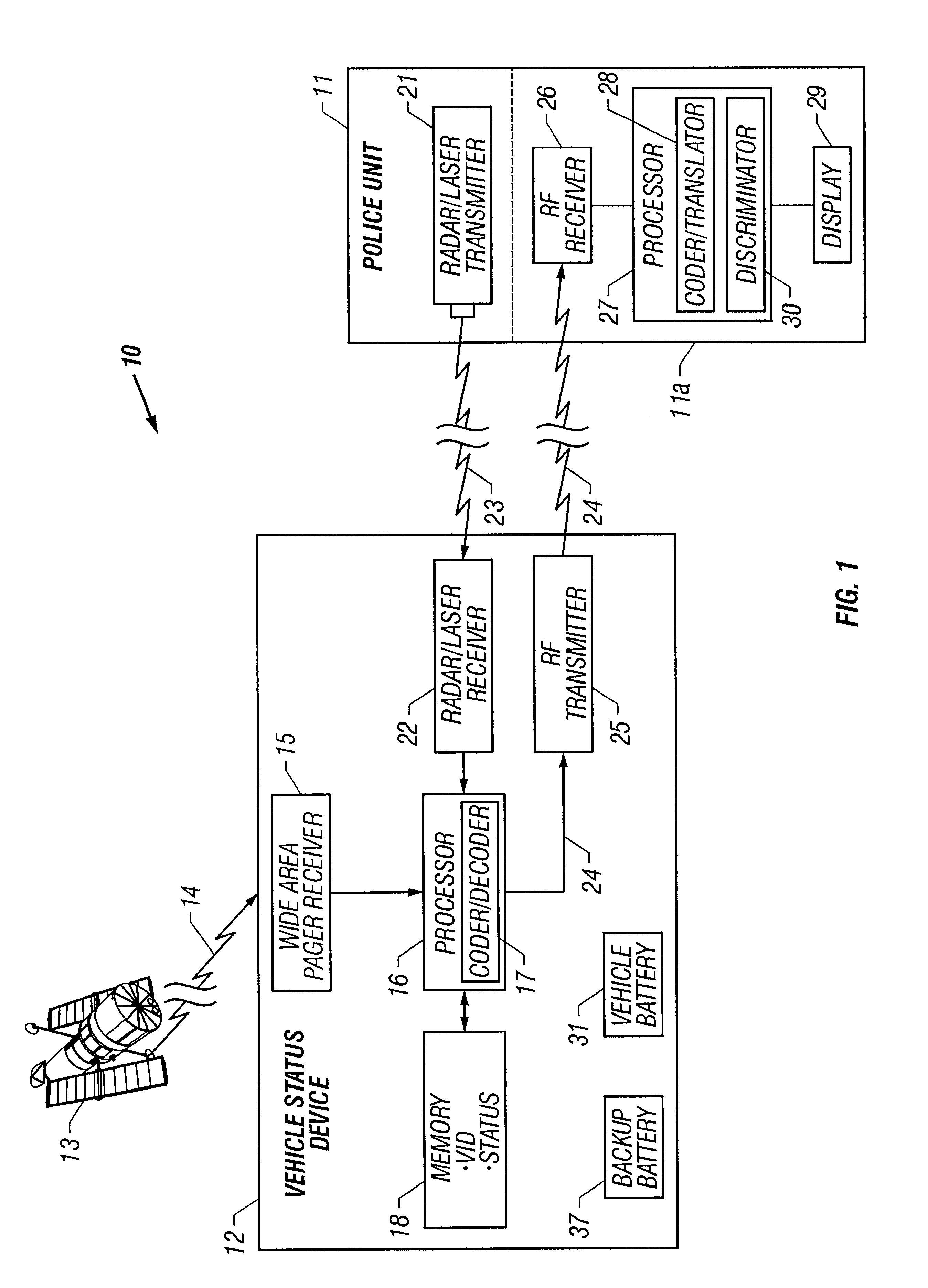 Vehicle-status device and system for remotely updating and locally indicating the status of a vehicle