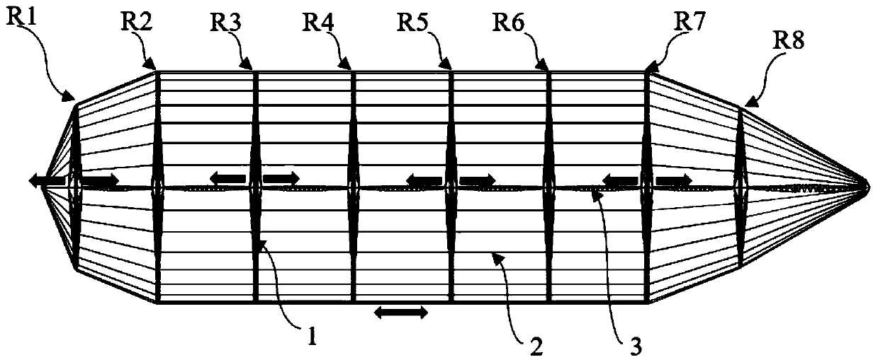 Compression bar contact type tensegrity structure and integration and tension exertion method