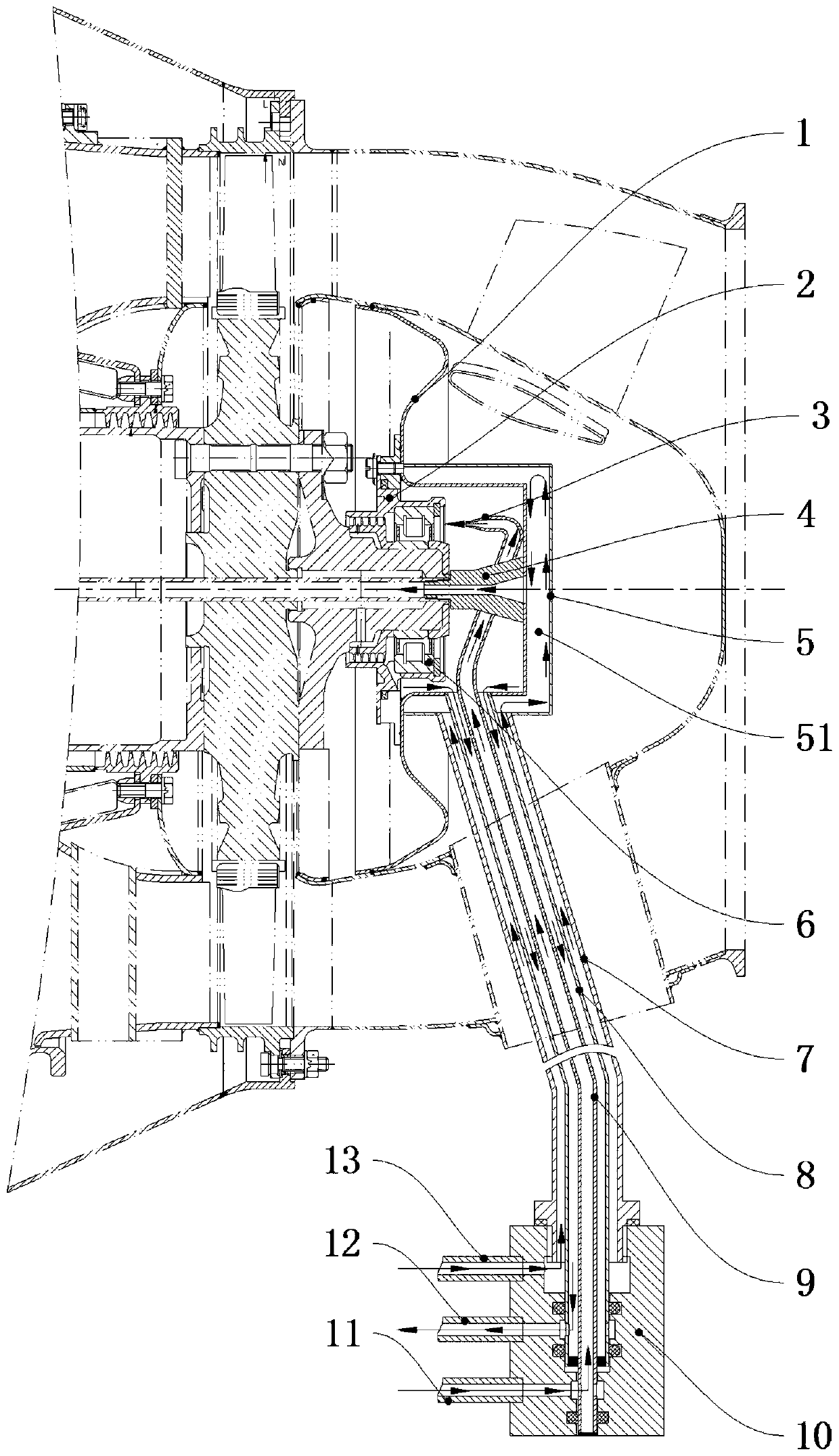 Hot end fuel and lubricating oil pipeline structure of turbine engine