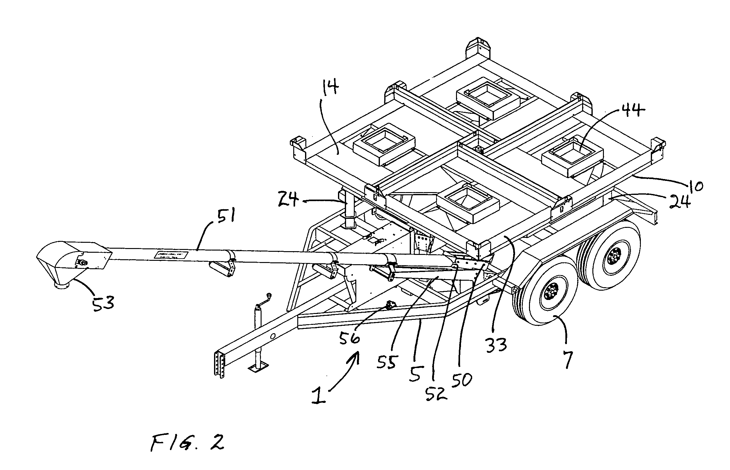 Four box seed box mount with rotary platform and unloading conveyor