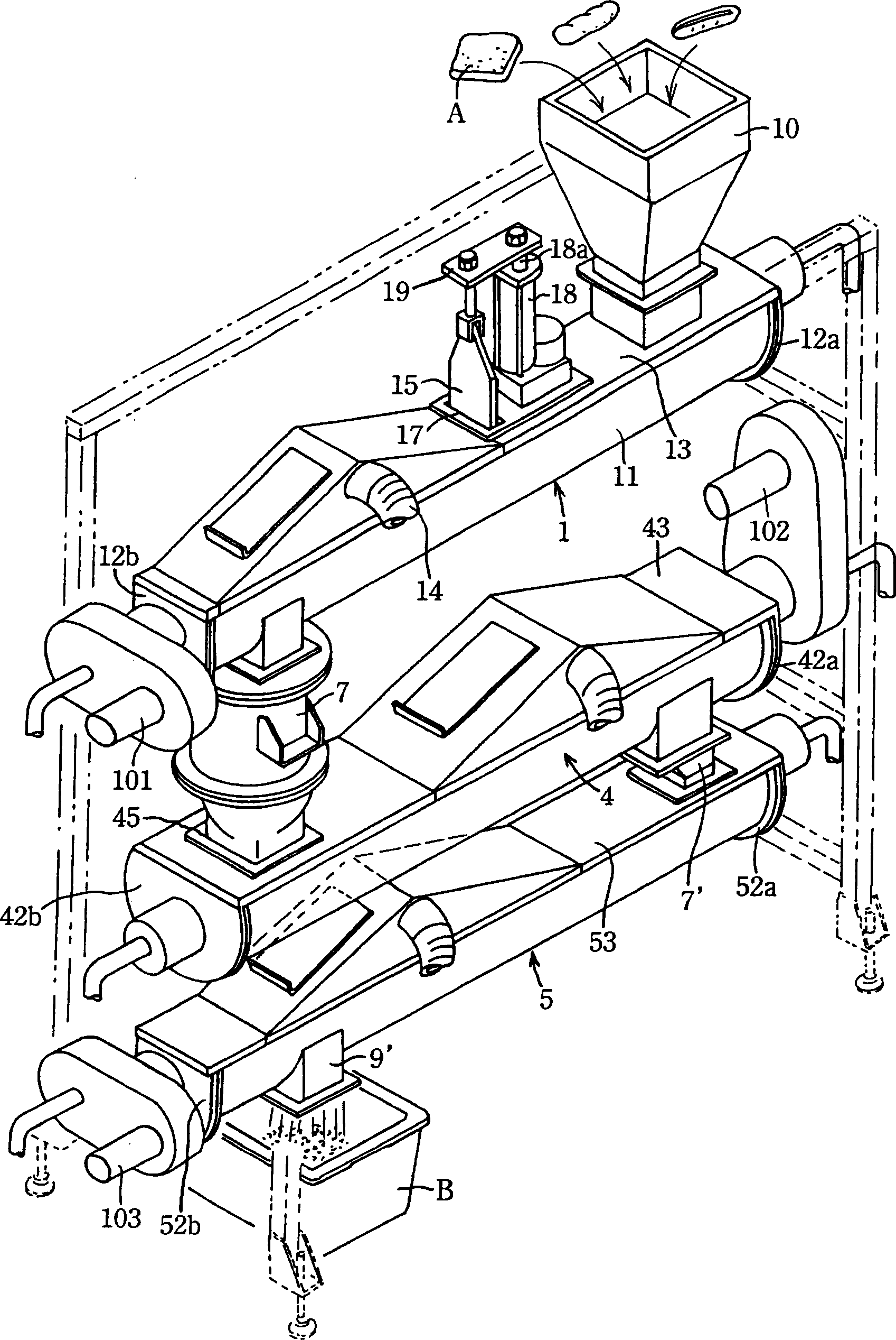 Method and device for treating waste bread