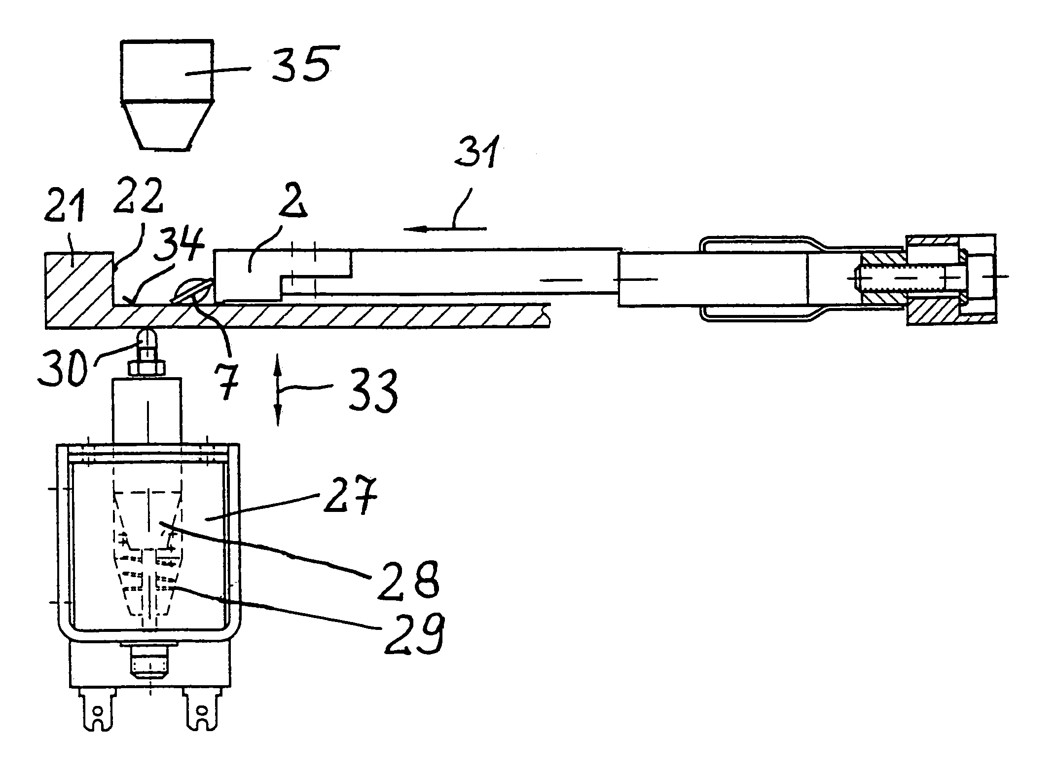 Method and device for the alignment and location of a sample such as tablets, pills or tablettes