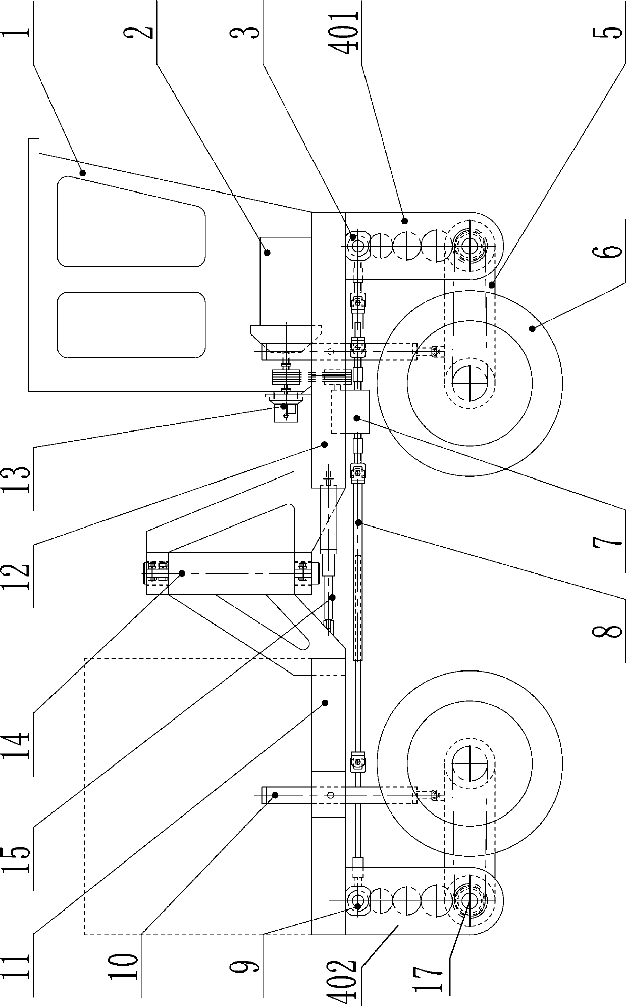 Adjustable-ground clearance four-wheel drive bowing-type field management power platform