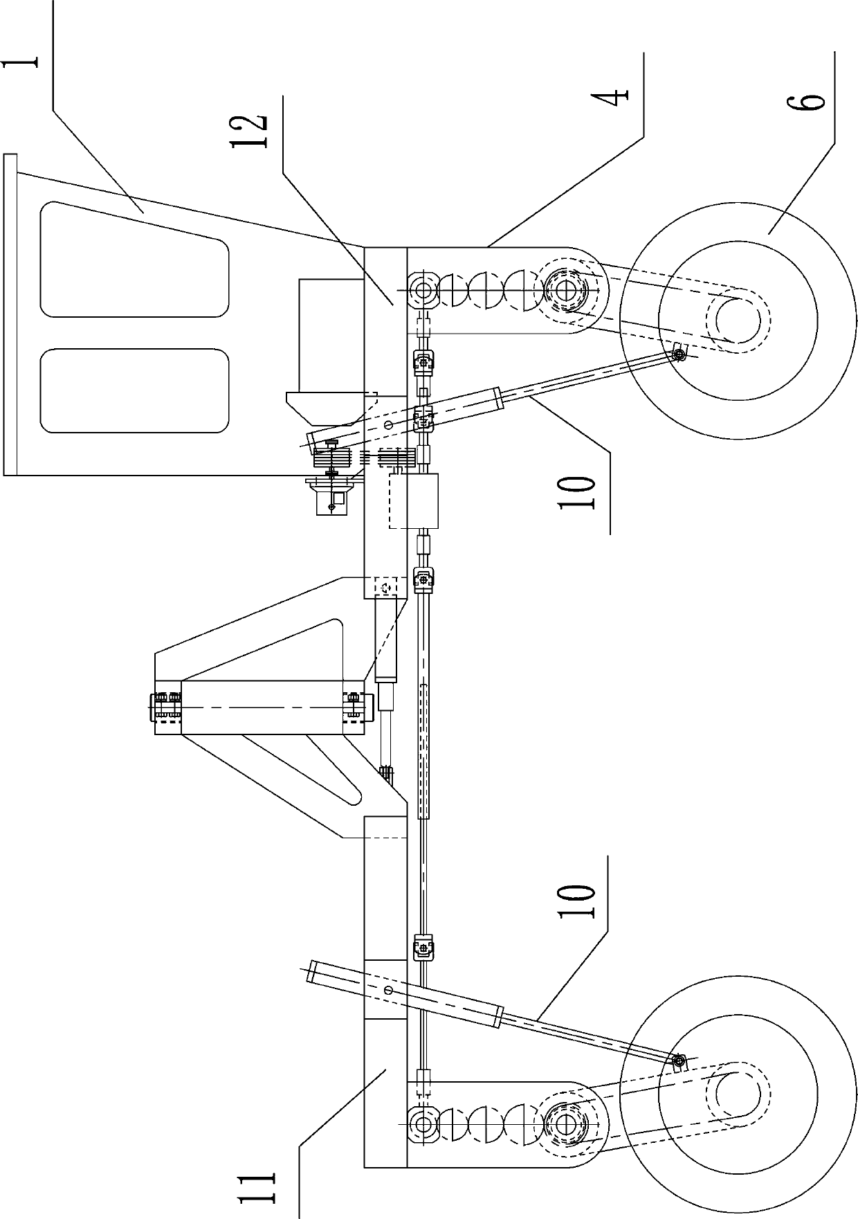 Adjustable-ground clearance four-wheel drive bowing-type field management power platform