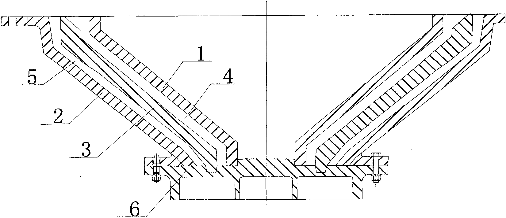 Method for casting manganese steel broken wall or mortar-rolling wall of cone crusher by internal and external metal molds sand-lining