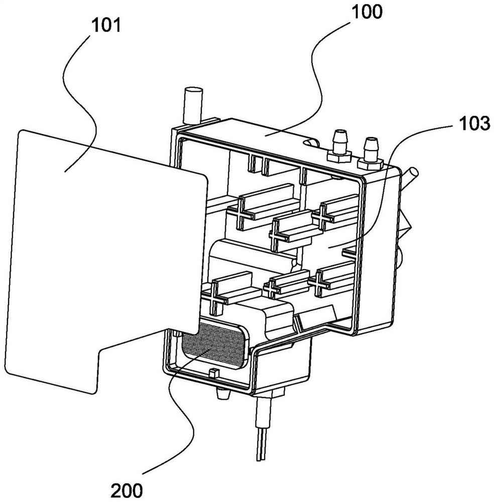 Secondary ink box structure and printing device