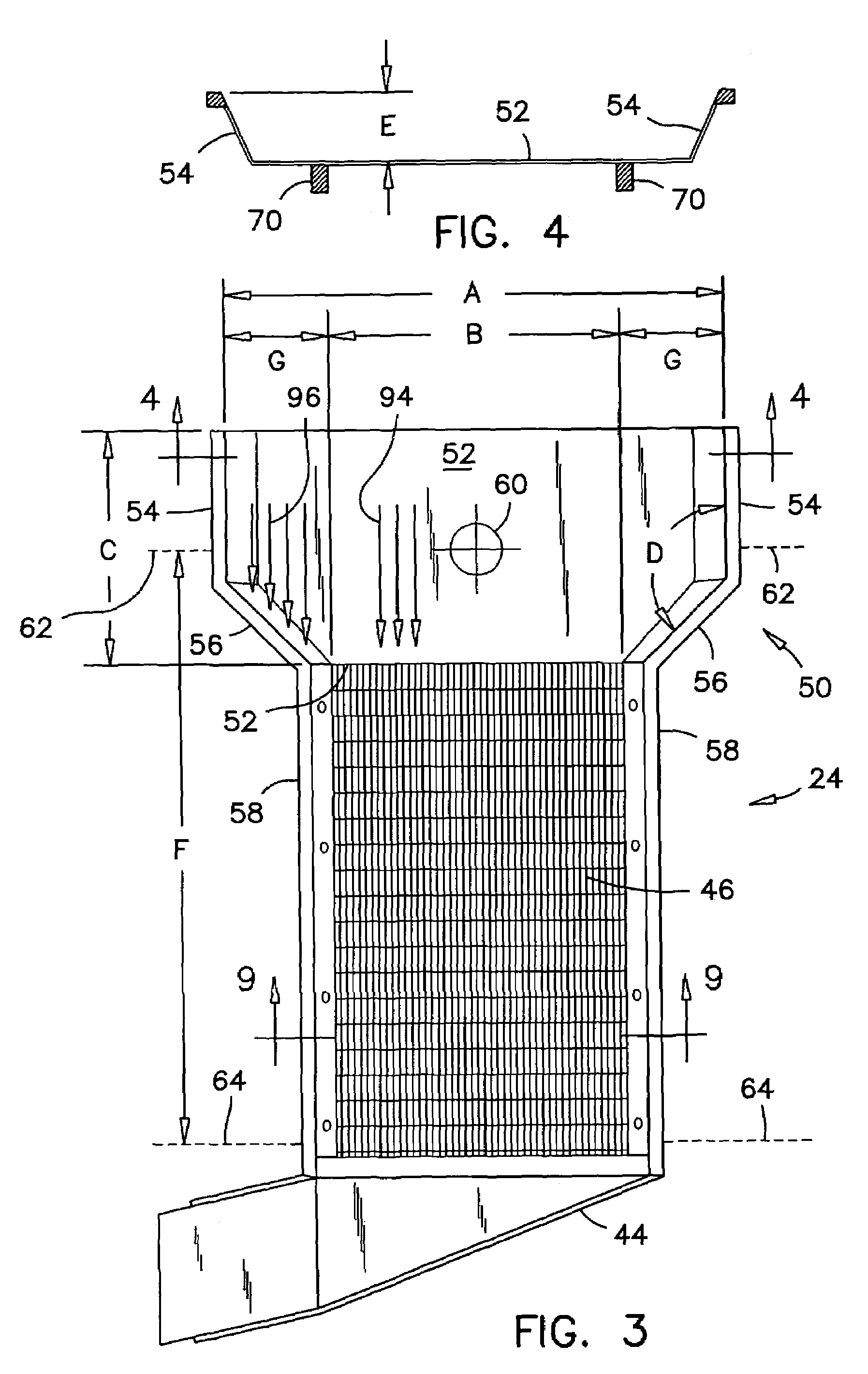 Vibrating screen with a loading pan