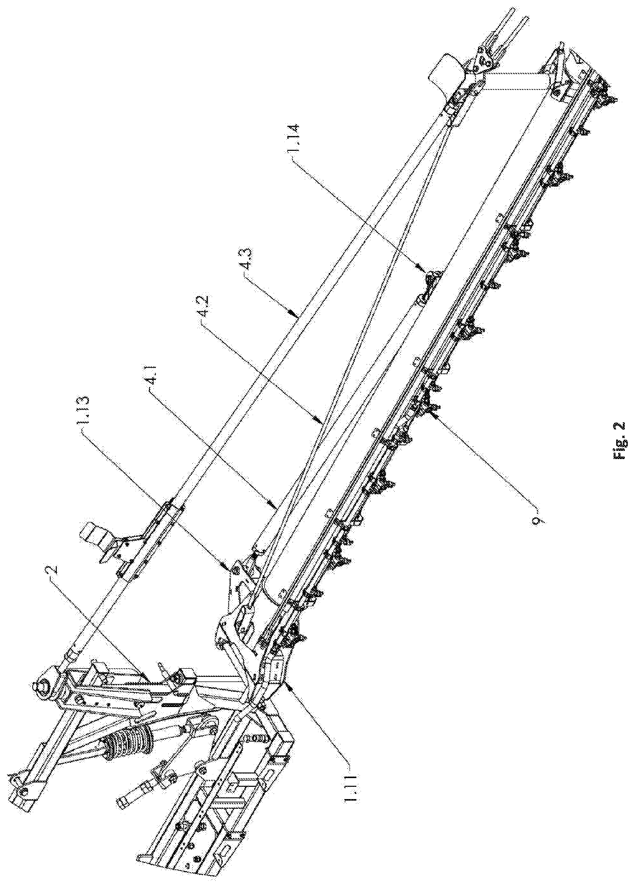 Support for spreading boom of an agricultural sprayer