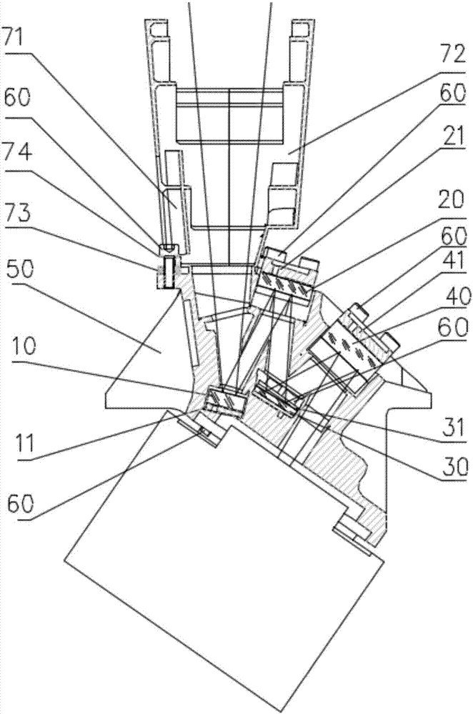 Large-visual-field off-axis four-mirror lens device