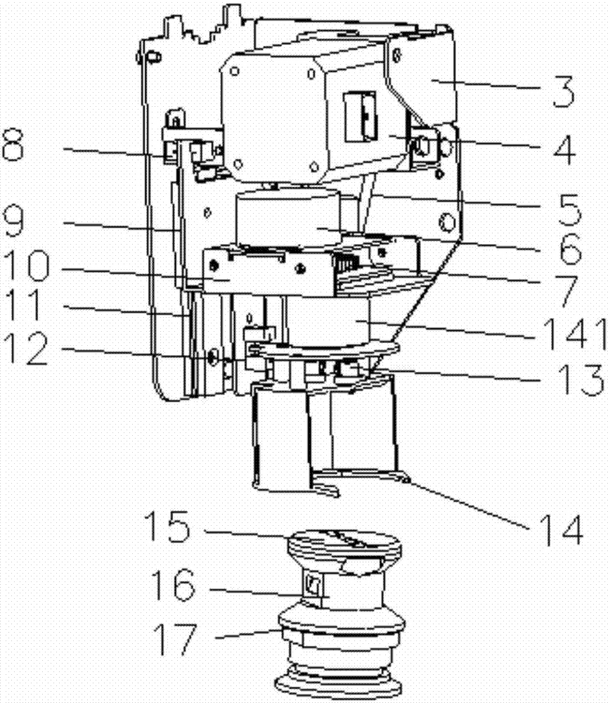 Buckled type automatic stamp taking-out and putting-in device