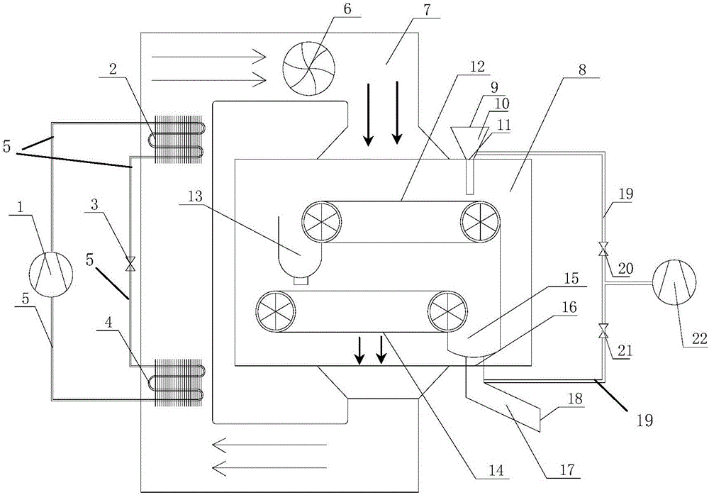 Heat pump vacuum drying machine capable of working continuously