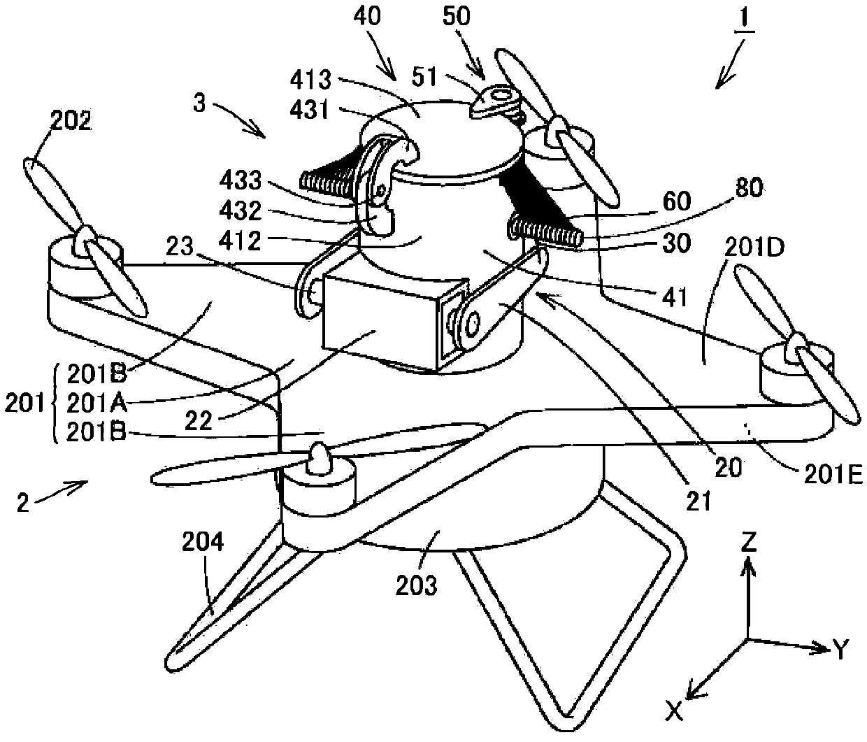 An unmanned aerial vehicle with a gliding function