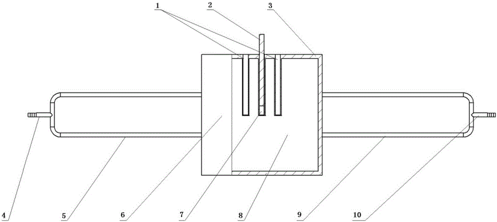 Constant temperature die body device for conducting dosimeter performance study on electron beam