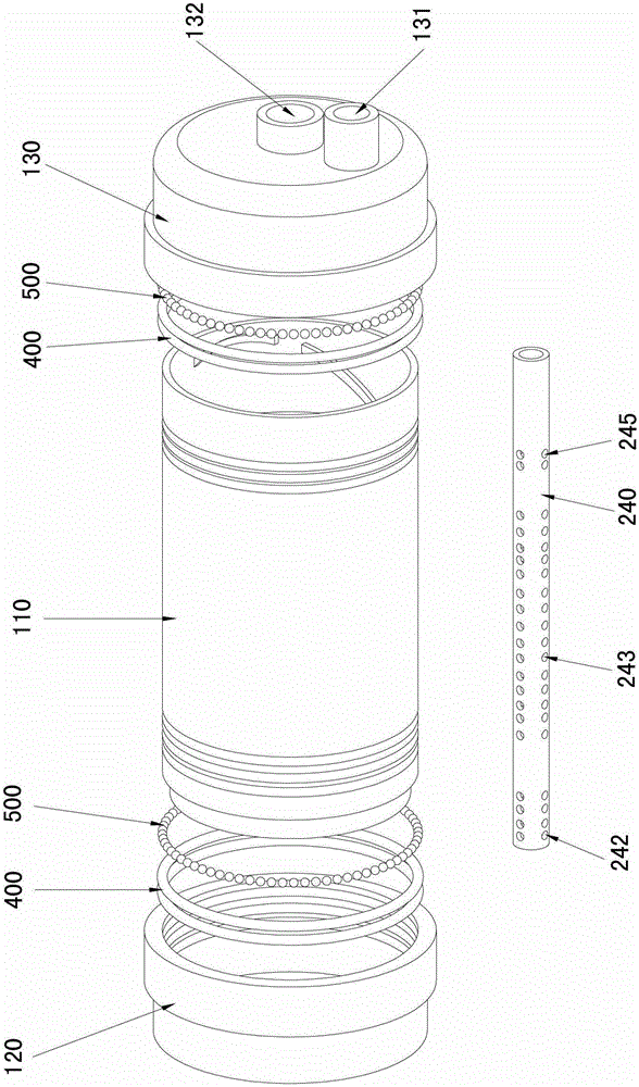 Flushable external pressure ultrafiltration element assembly and water purifier