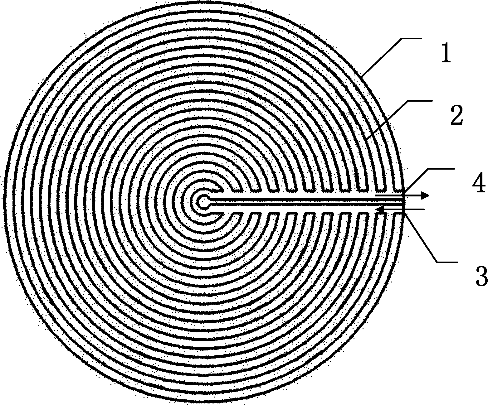 Bipolar plate with mosquito incense type flow field distribution structure