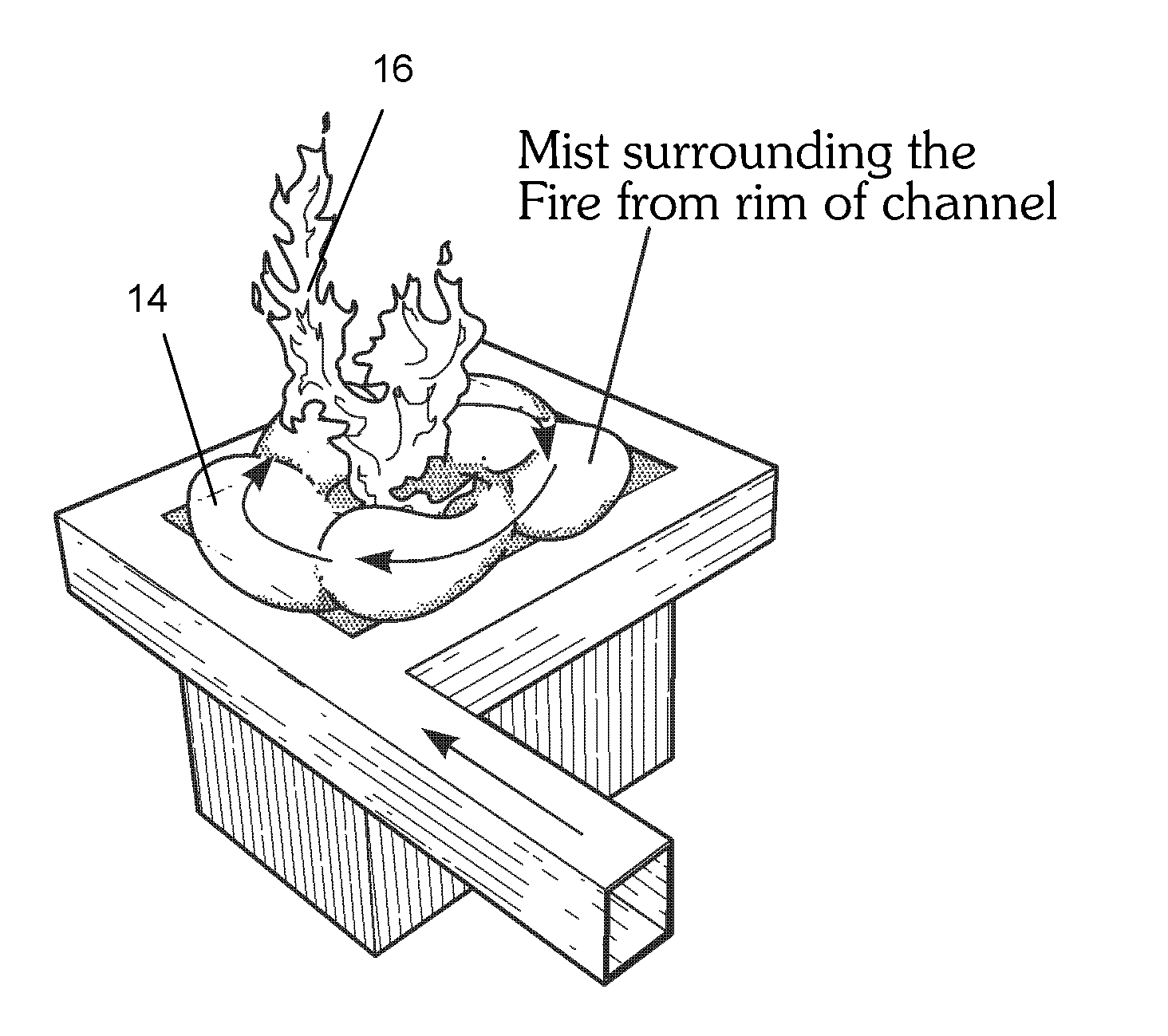 Method and device for suppression of fire by local flooding with ultra-fine water mist