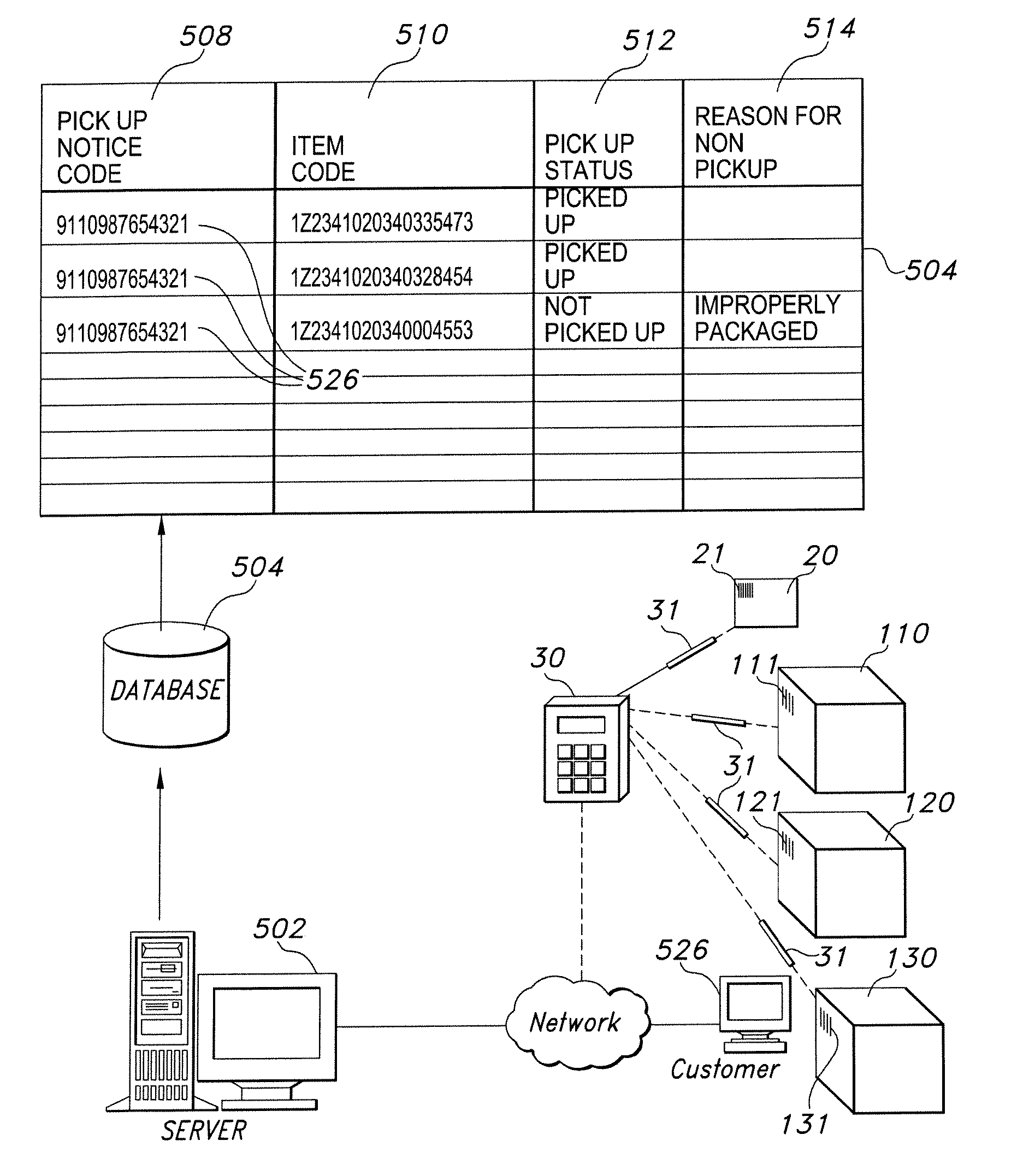 Pick up notice and method of using same