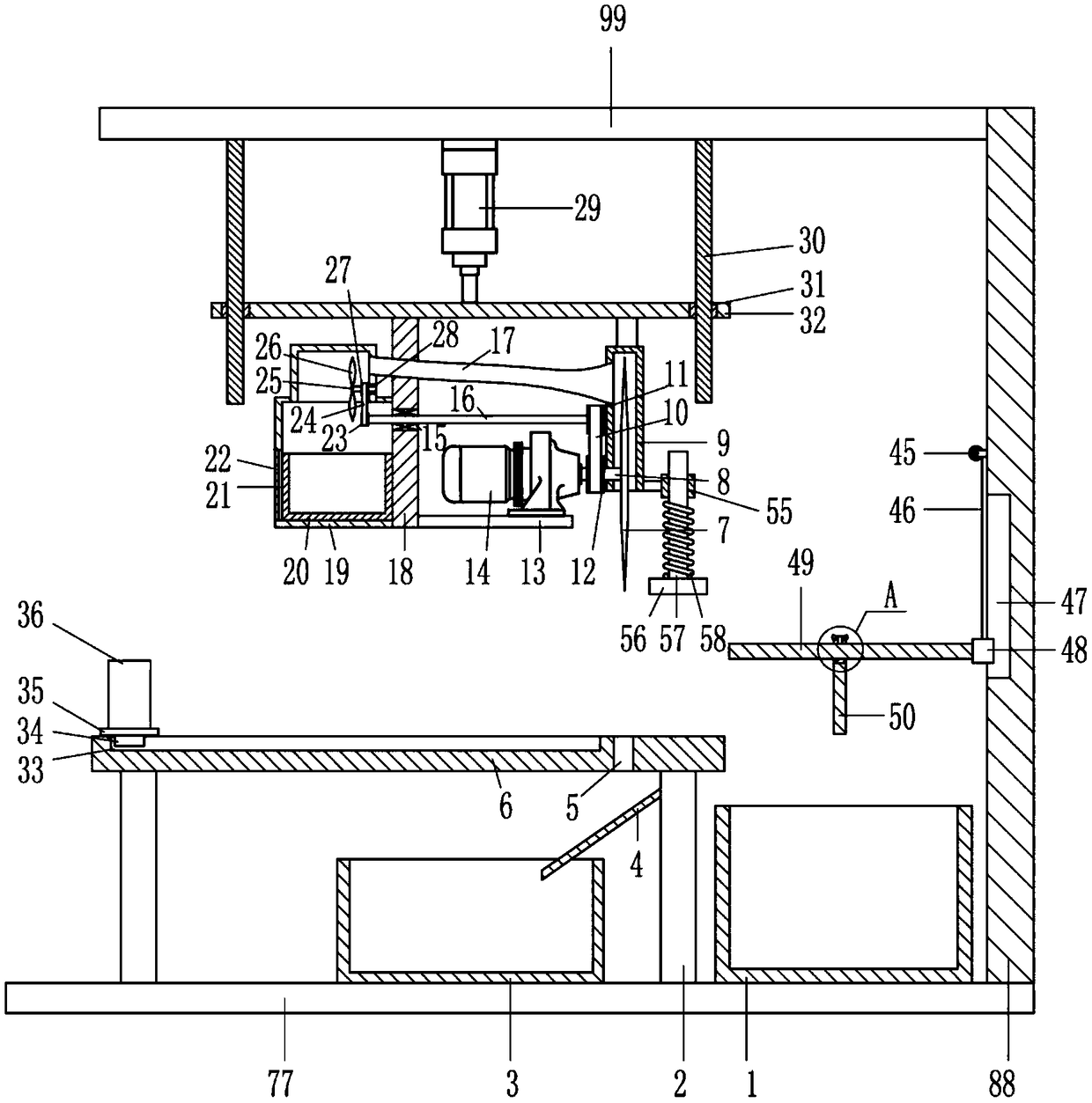 Dustproof type cutting device for wood machining