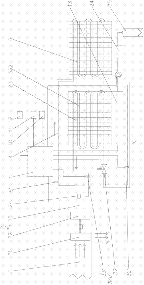 Intelligent cooling device of waste heat of waste gas of diesel generating set and method