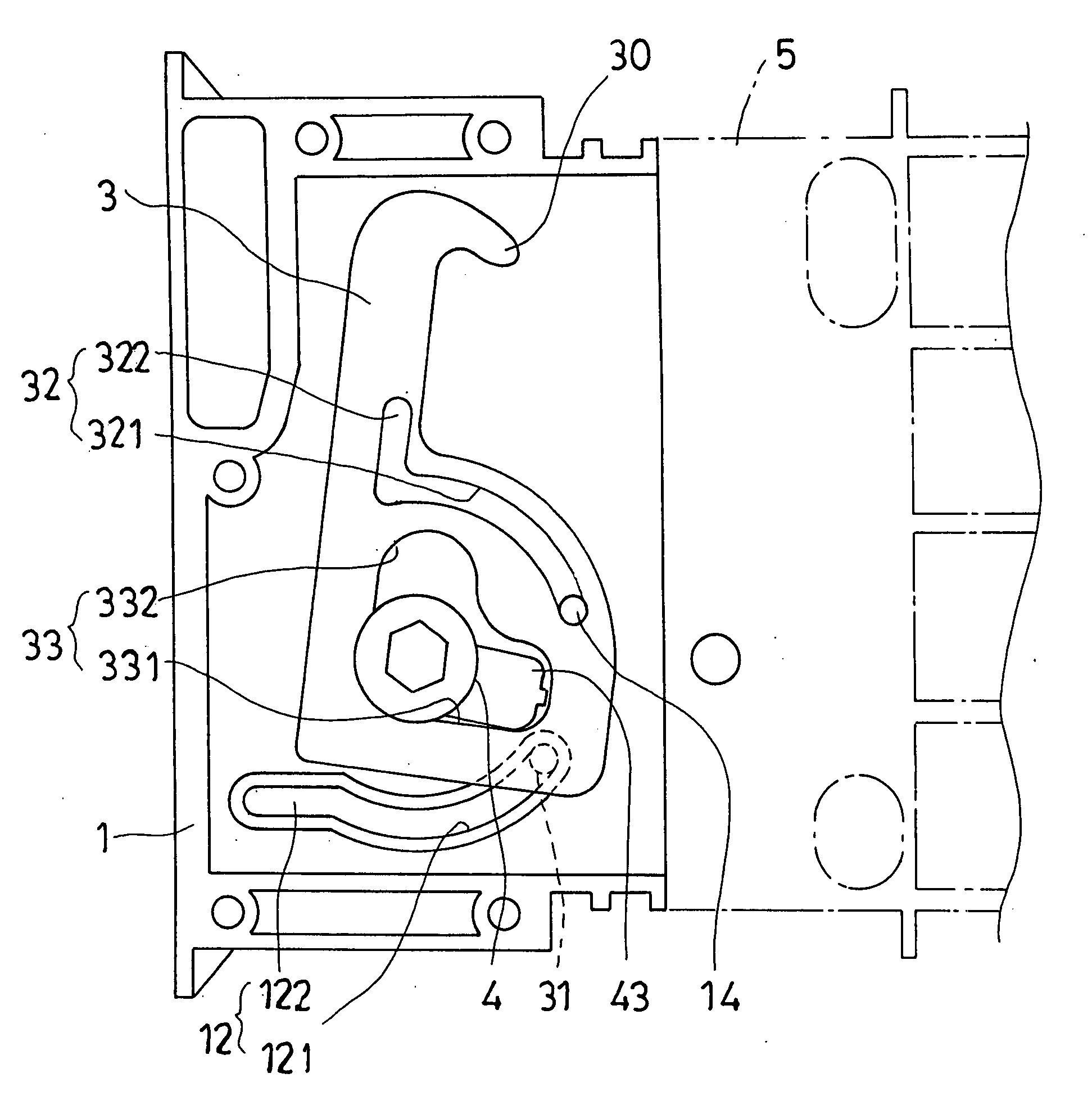 Structure of a hooked fastener