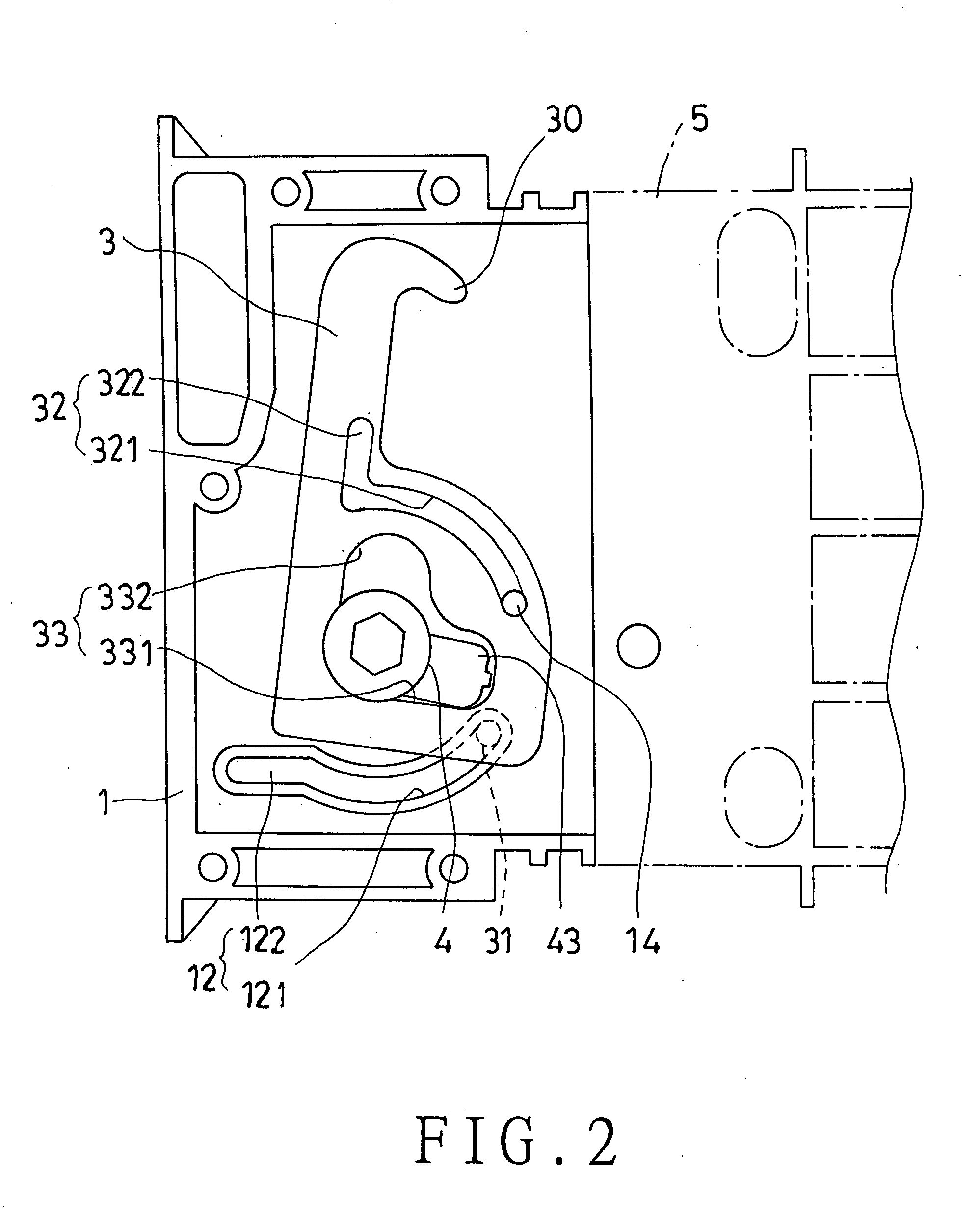 Structure of a hooked fastener