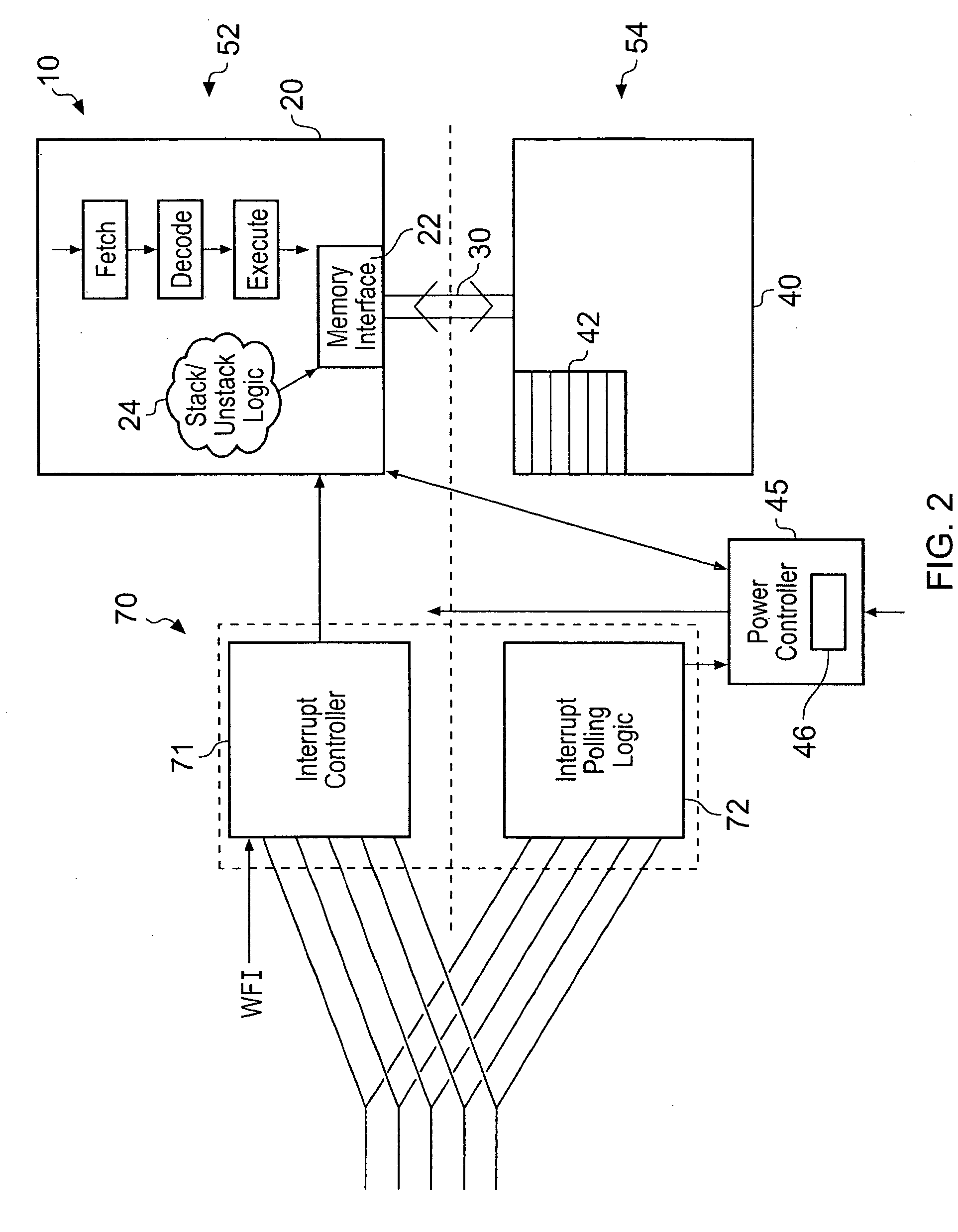 Hardware driven processor state storage prior to entering a low power mode